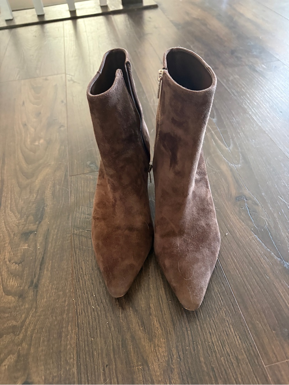 Marc Fisher Brown Suede Pointed-Toe Ankle Booties